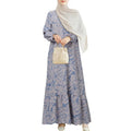 Muslim Women Abaya Middle East Fashion Long Sleeve Geometric Print Floral Dress