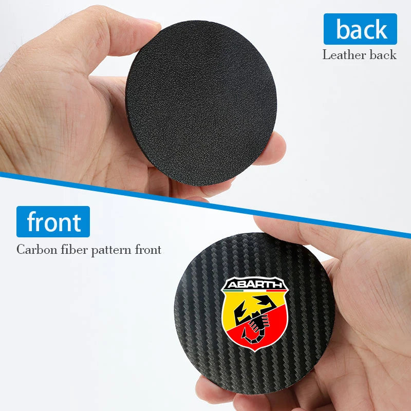 2Pcs Car Coasters Carbon Fiber Cup Holder Mat For Fiat 500 Abarth Punto Panda Doblo Car Interior Accessories Decorative Coasters