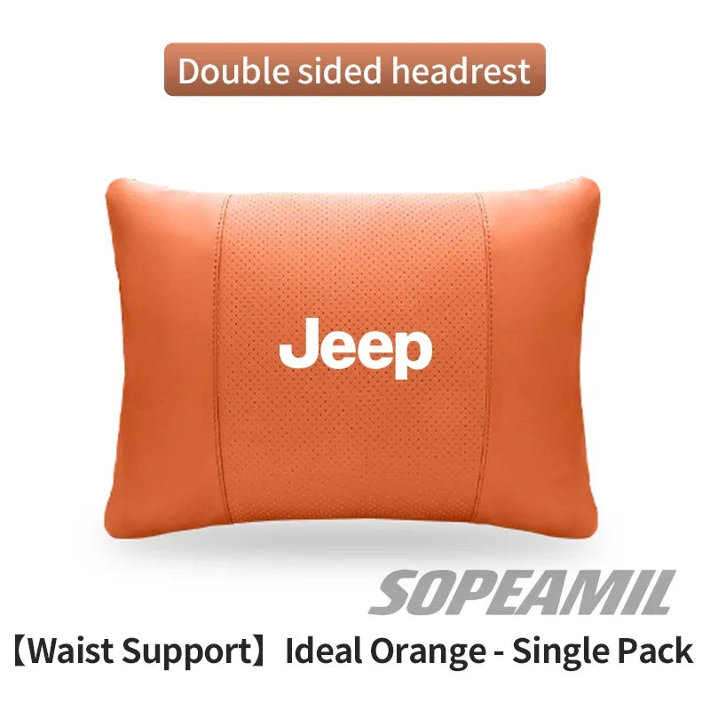 Car Suede Leather Headrest Seat Waist Cushion Pillow Jeep Patriot Commander Renegade Compass Grand Cherokee Wrangler Gladiator