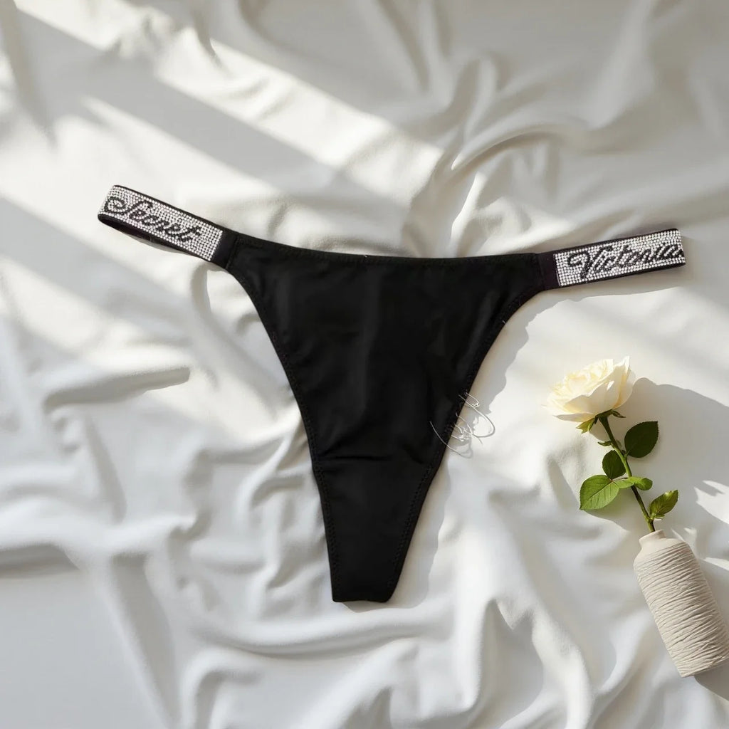 V Classic Women's Sexy Underwear Antibacterial Fashionable Soft with Rhinestones Breathable Panties Women's Underwear