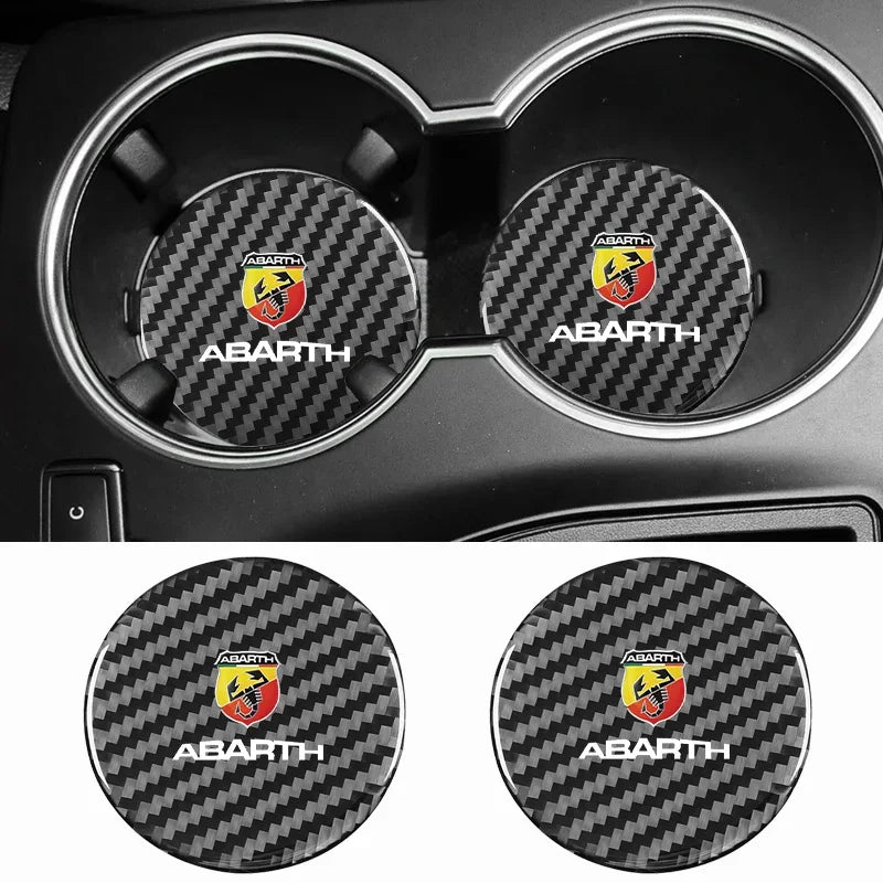 2PCS Car Water Coaster Cup Mat Bottle Holder Anti-slip Waterproof Interior For Fiat Abarth 595 Abarth 500 abarth 124 spider