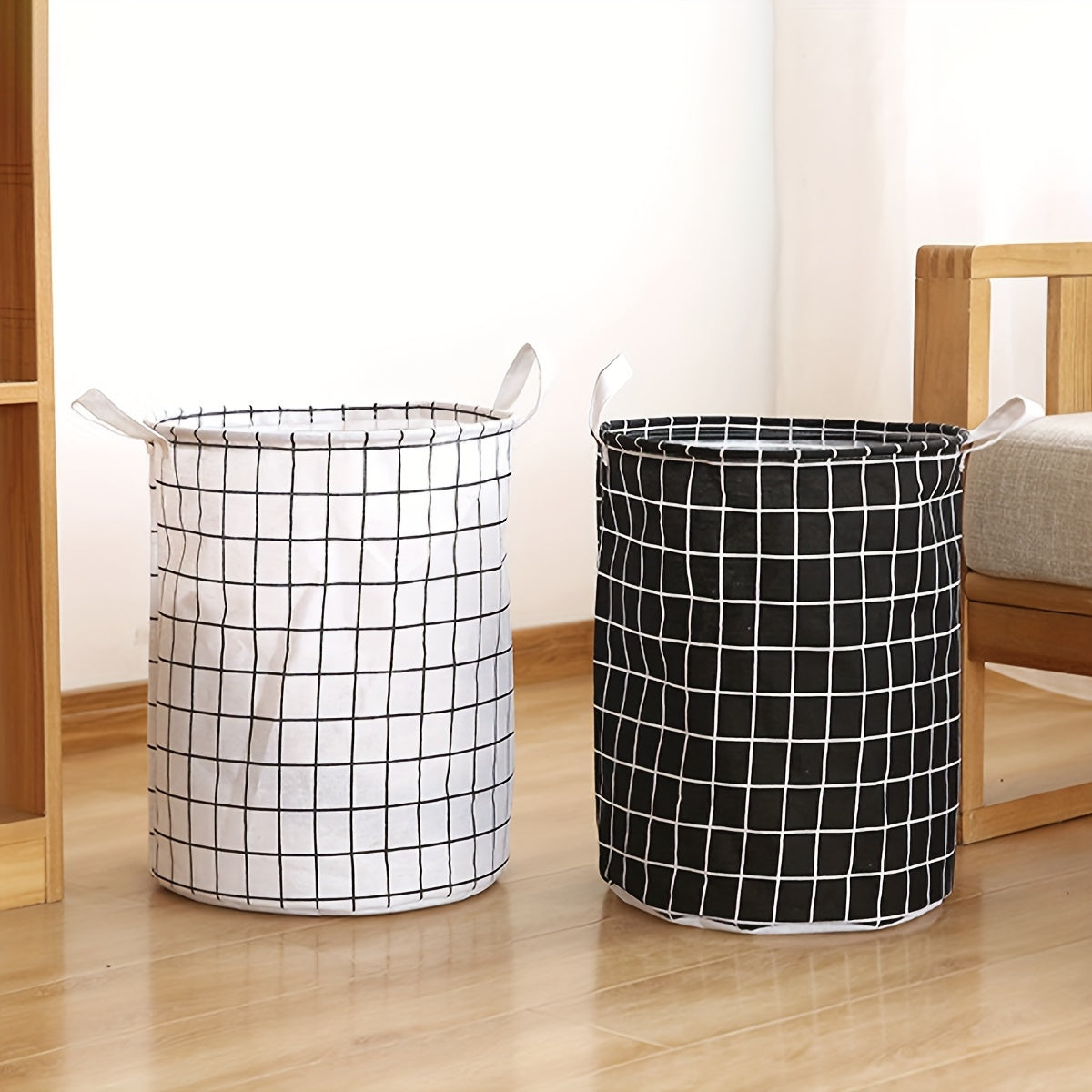 Laundry Basket, Round Dirty Clothes Hamper, Portable Storage Bucket, 1 pc